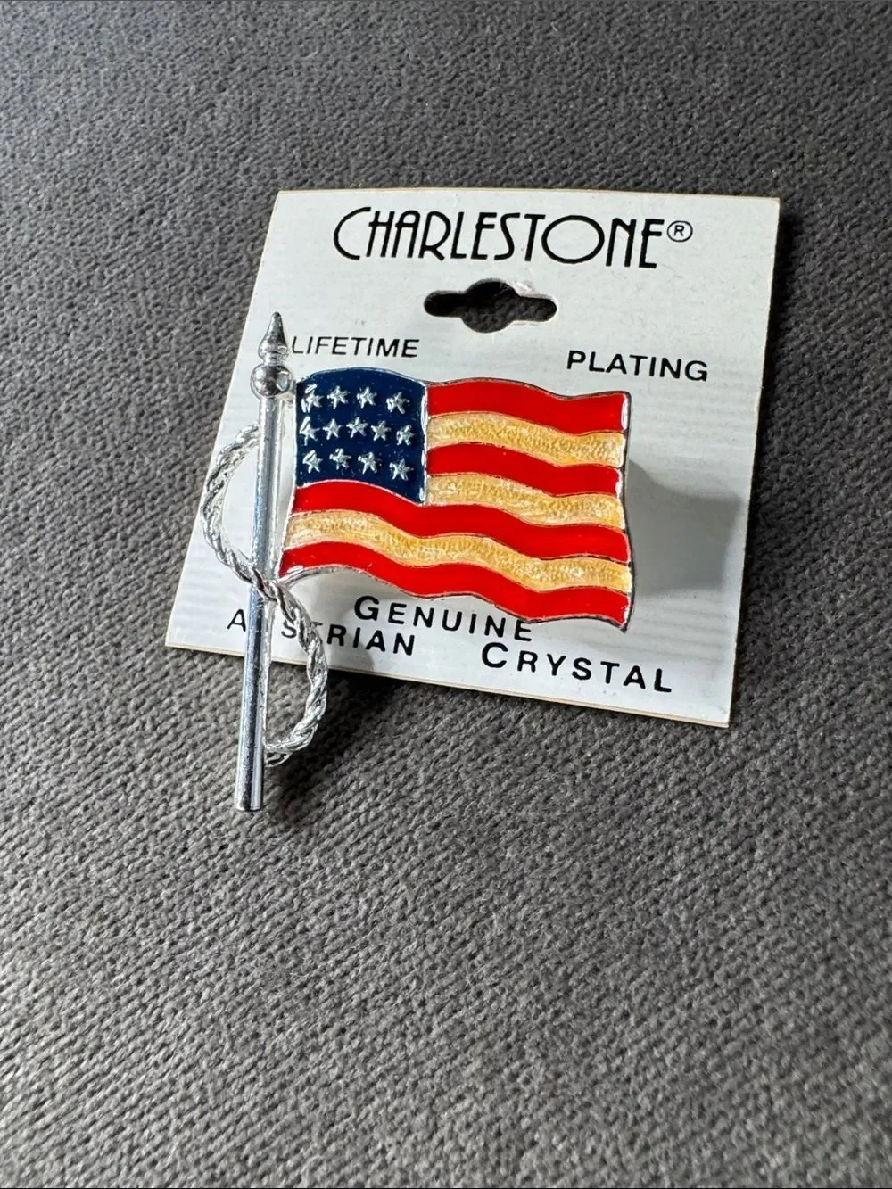 Charlestone American Flag Pin Brooch